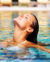 woman enjoying pool